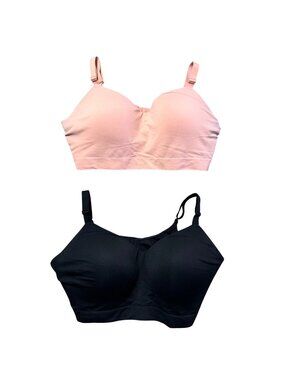 Truekind Bundle Women's Sz 4XL Wireless Adjustable Bras Black & Pink